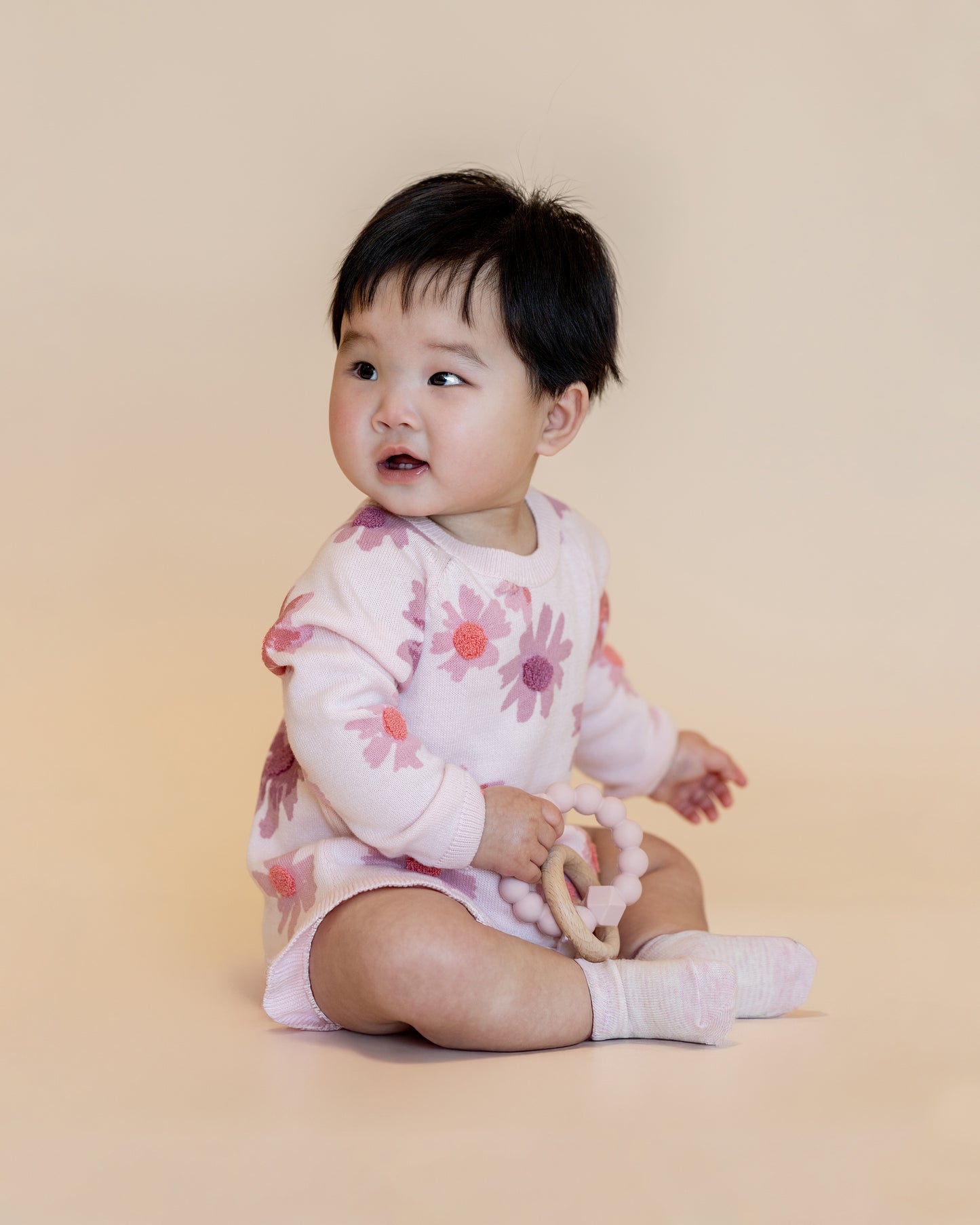 Minihaha Baby Orchard Bloom Organic Knitted Bodysuit Pale Pink