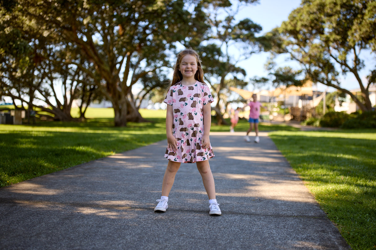 Kissed By Radicool Kids Floral Capybaras Frill Dress