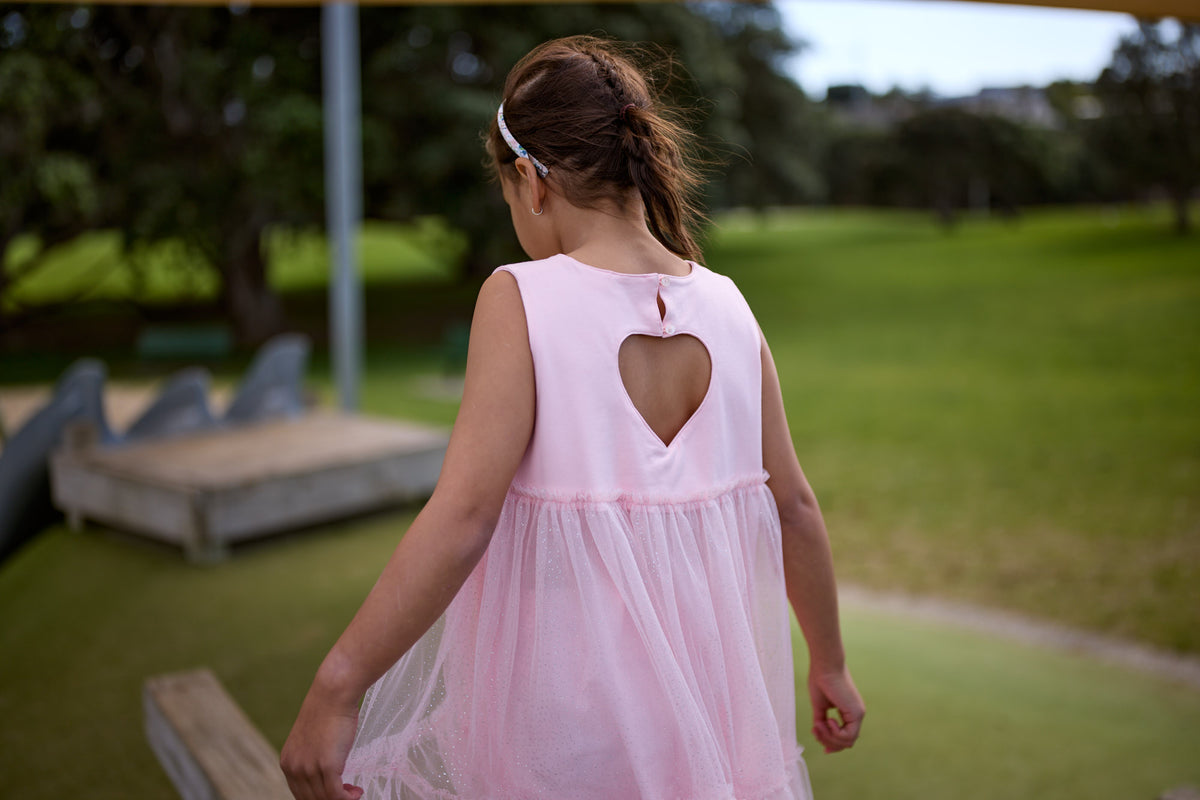 Kissed By Radicool Kids Sparkle Princess Dress Pale Apricot