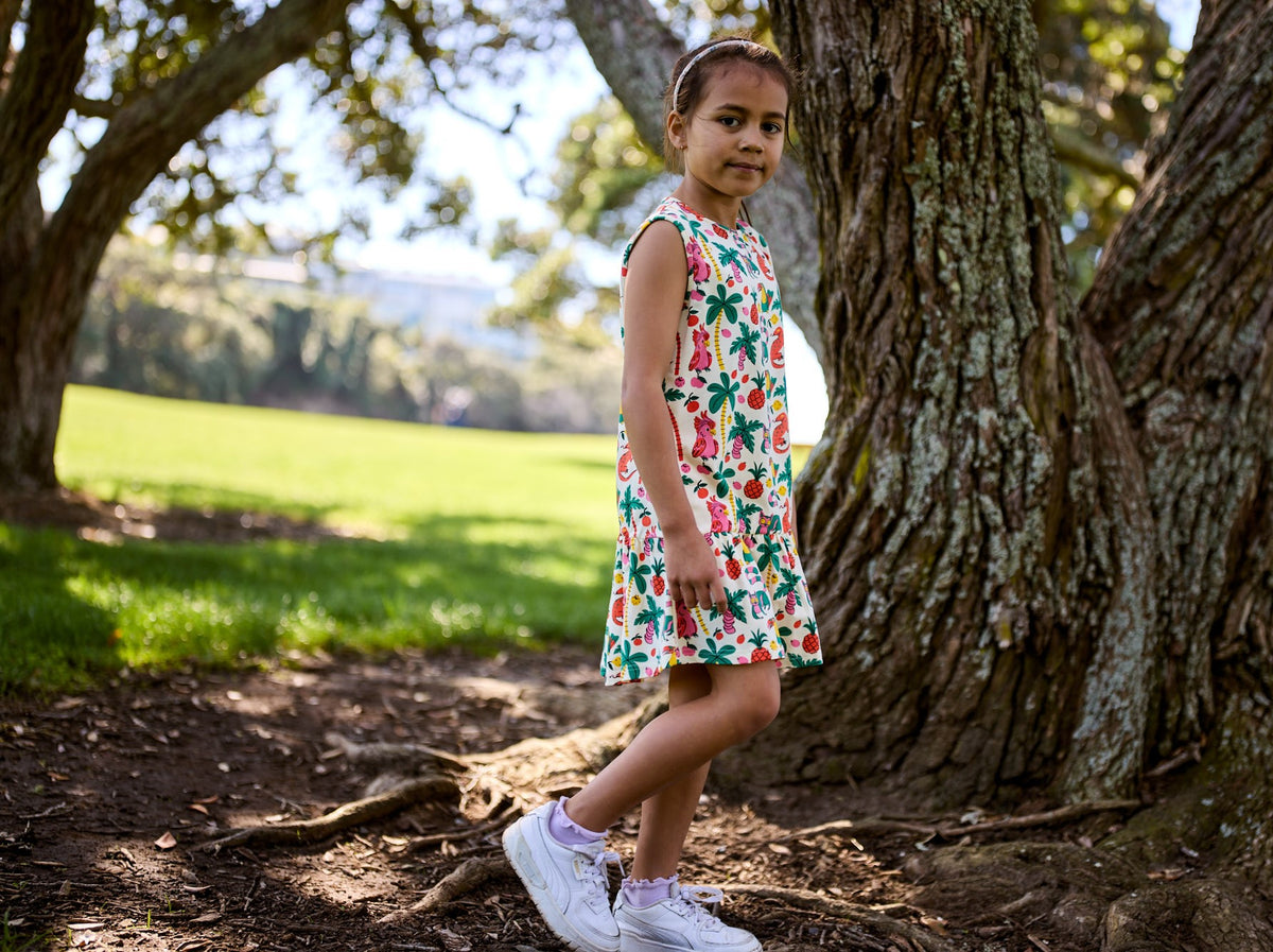 Kissed by Radicool Tropical Jungle Sleeveless Frill Dress