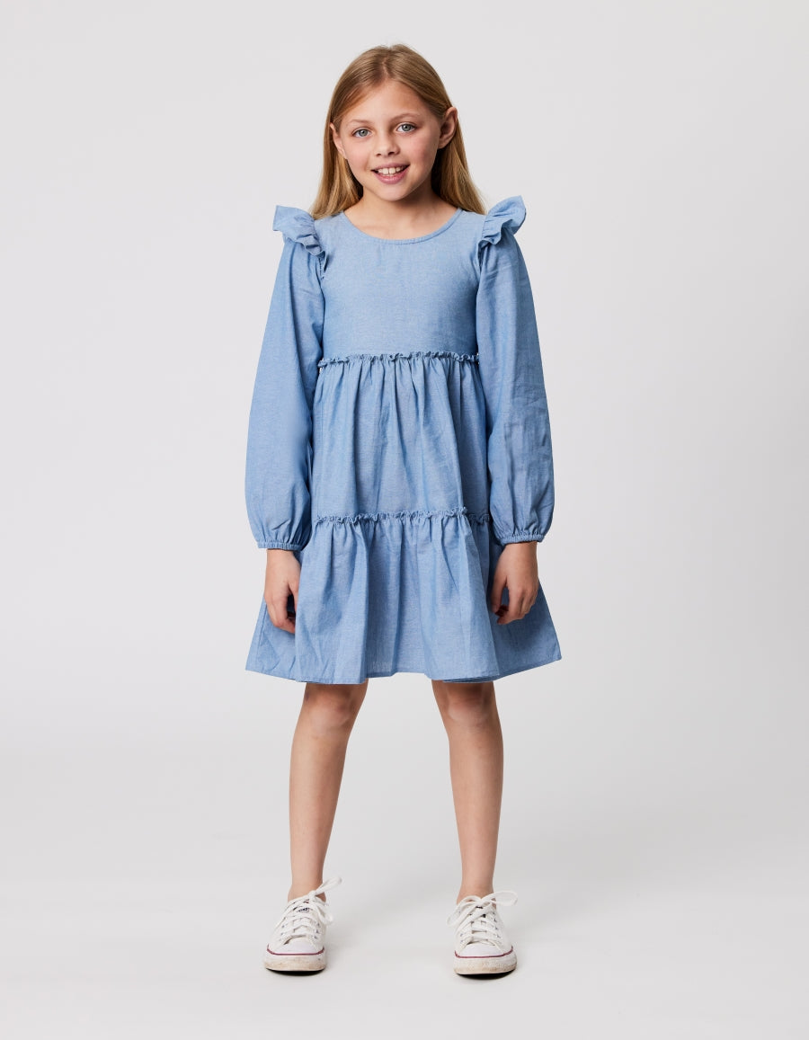 Radicool Ruffle Chambray Dress