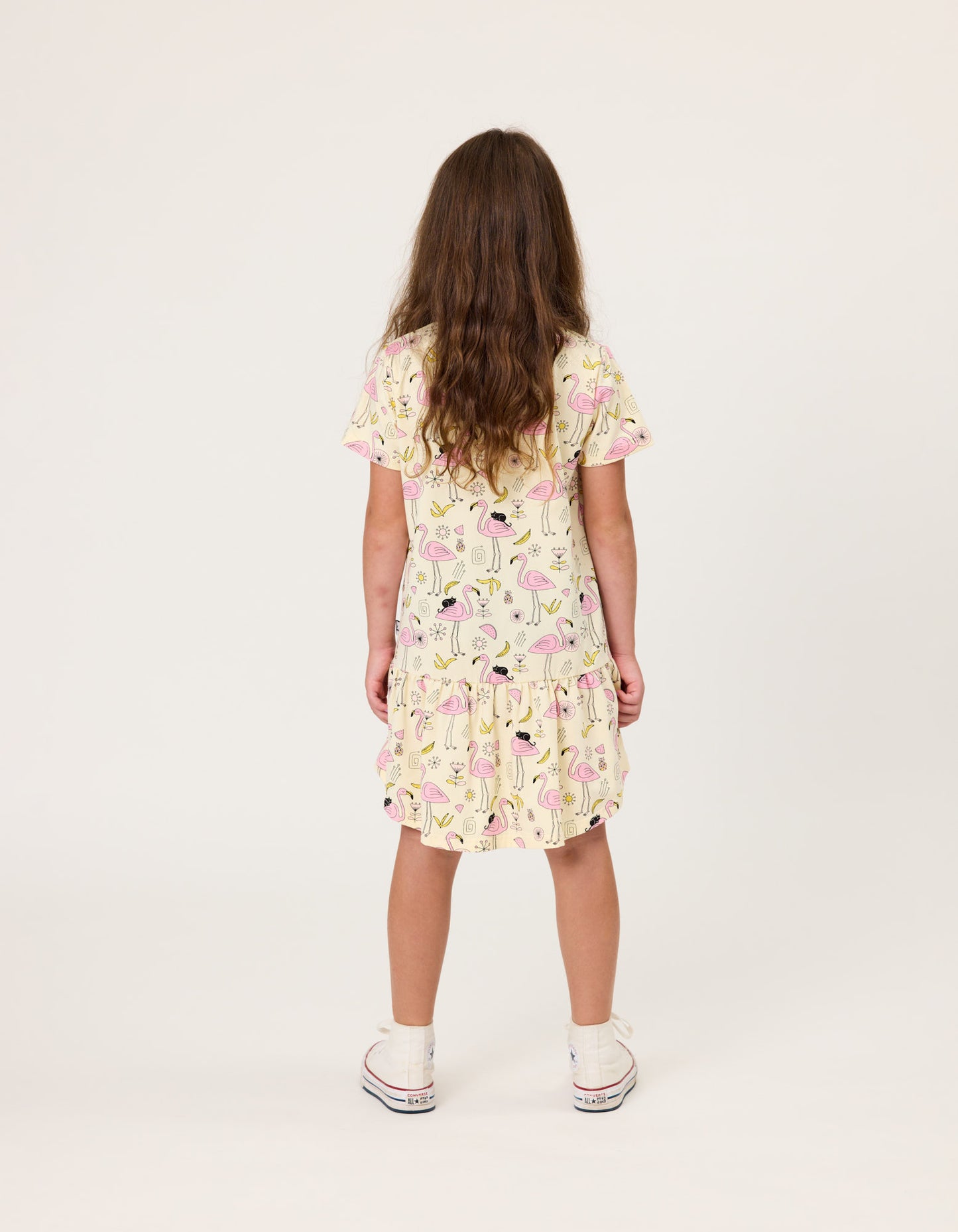 Radicool Flamingoes Frill Dress Buttercream
