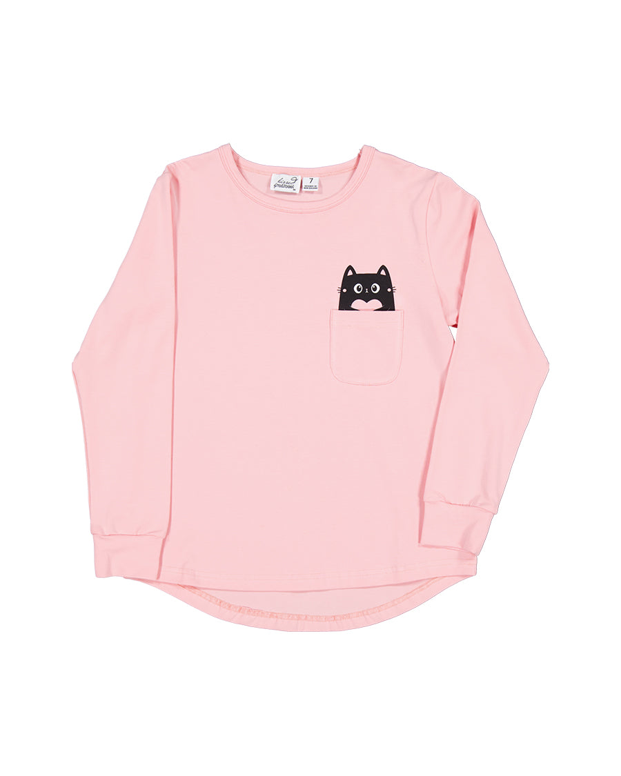 Radicool Love Cat Peekaboo Long Sleeve Tee