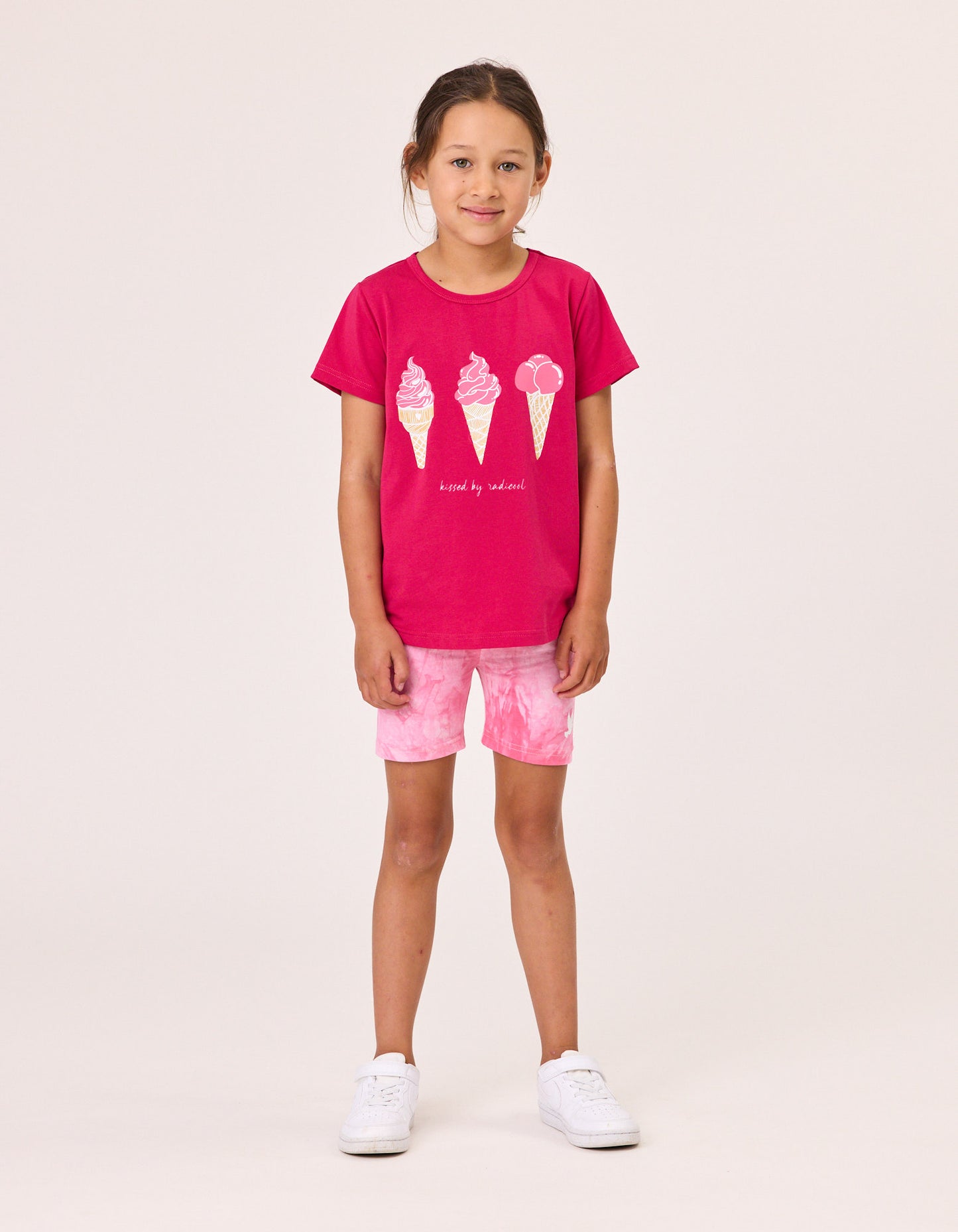 Kissed By Radicool Kids Bike Short in Tie-Dye Pink