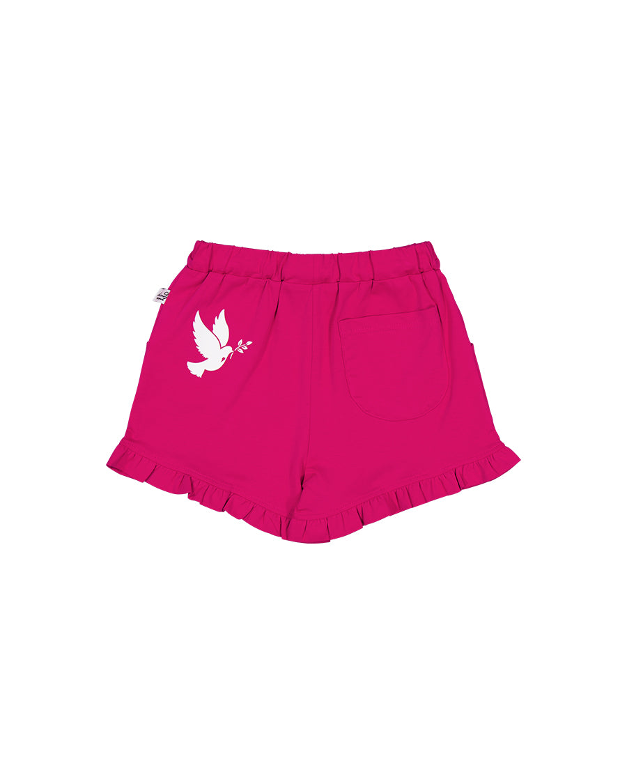 Kissed By Radicool Kids Frill Short in Raspberry Pink