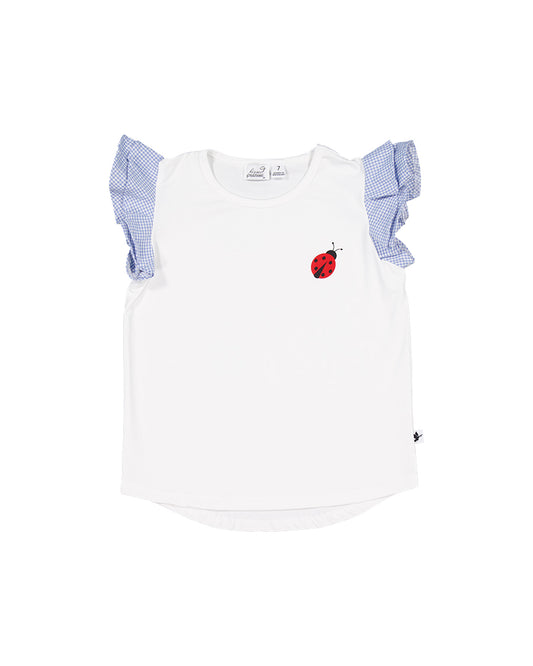 Kissed By Radicool Kids Ladybird Gingham Frill Short Sleeve Tee