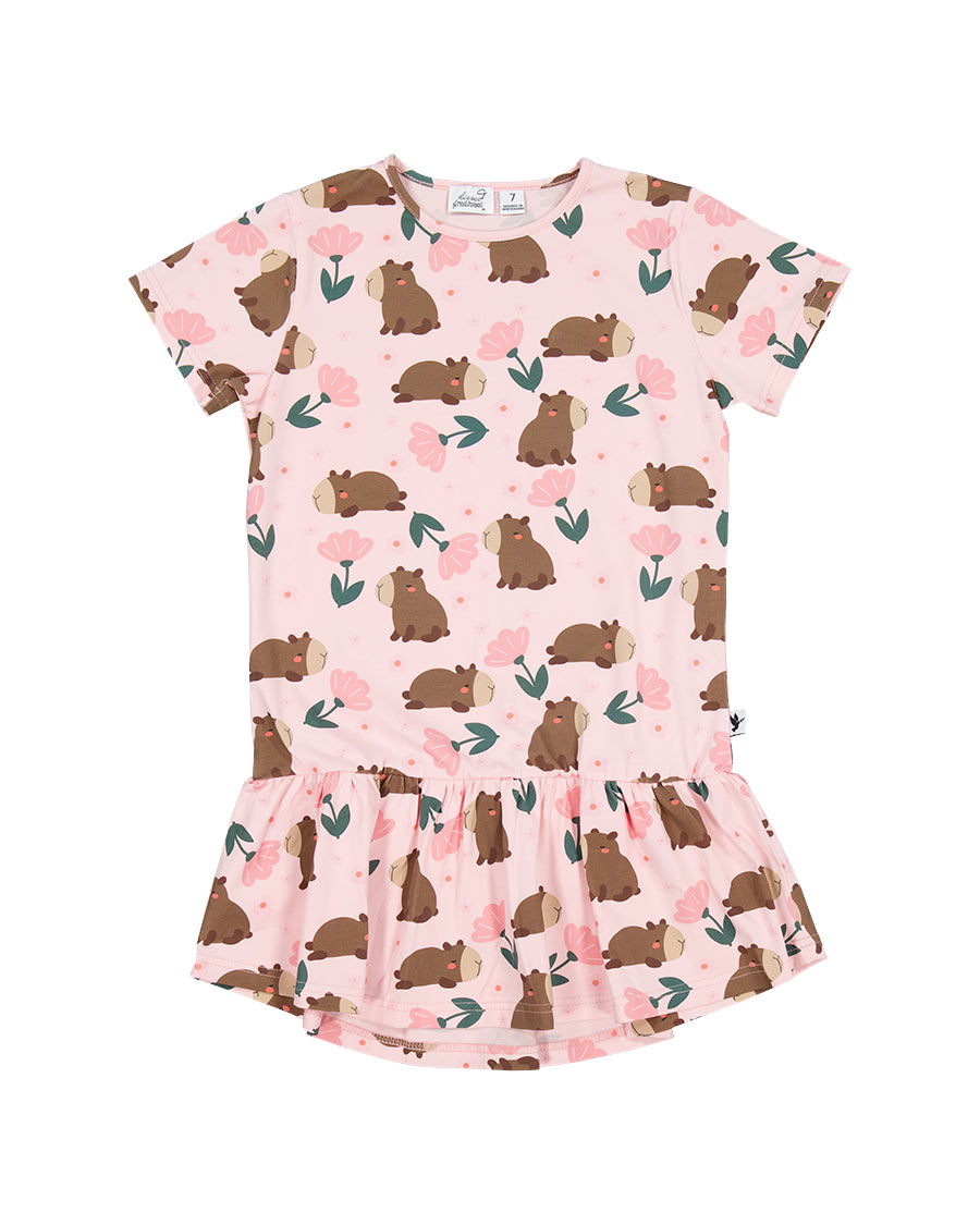 Kissed By Radicool Kids Floral Capybaras Frill Dress