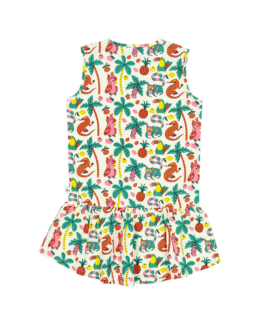 Kissed by Radicool Tropical Jungle Sleeveless Frill Dress
