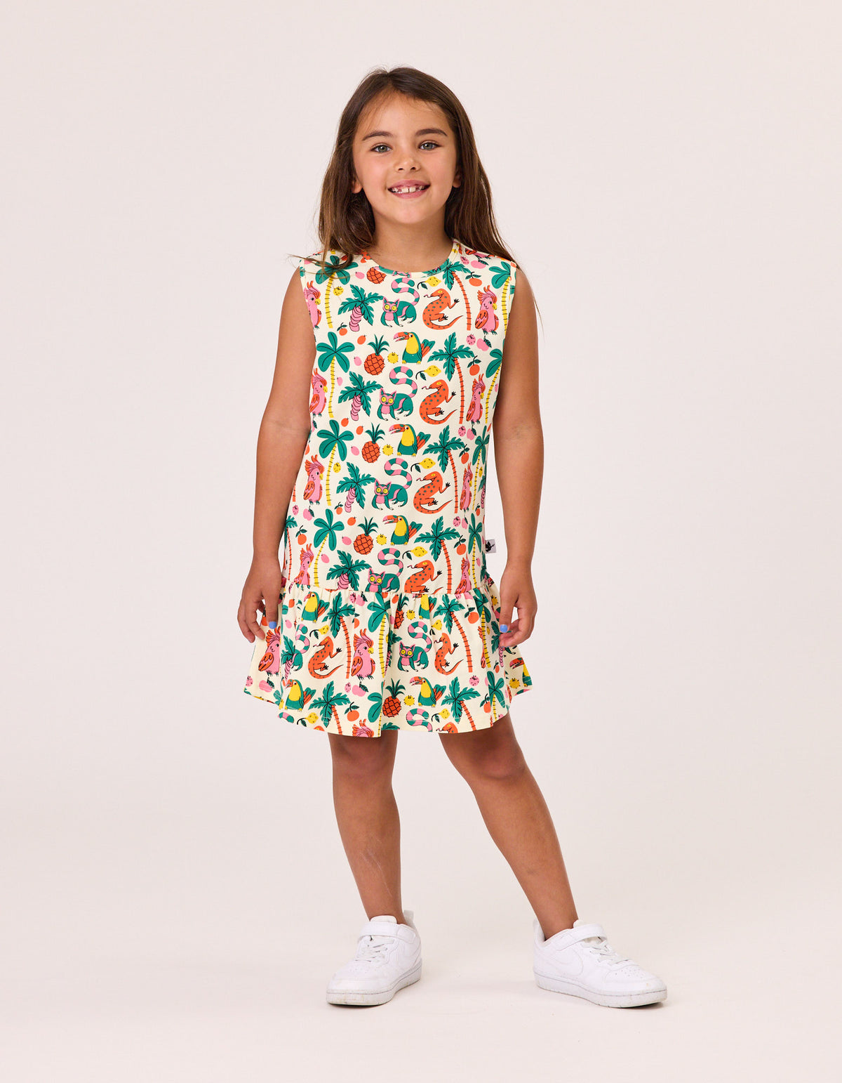 Kissed by Radicool Tropical Jungle Sleeveless Frill Dress