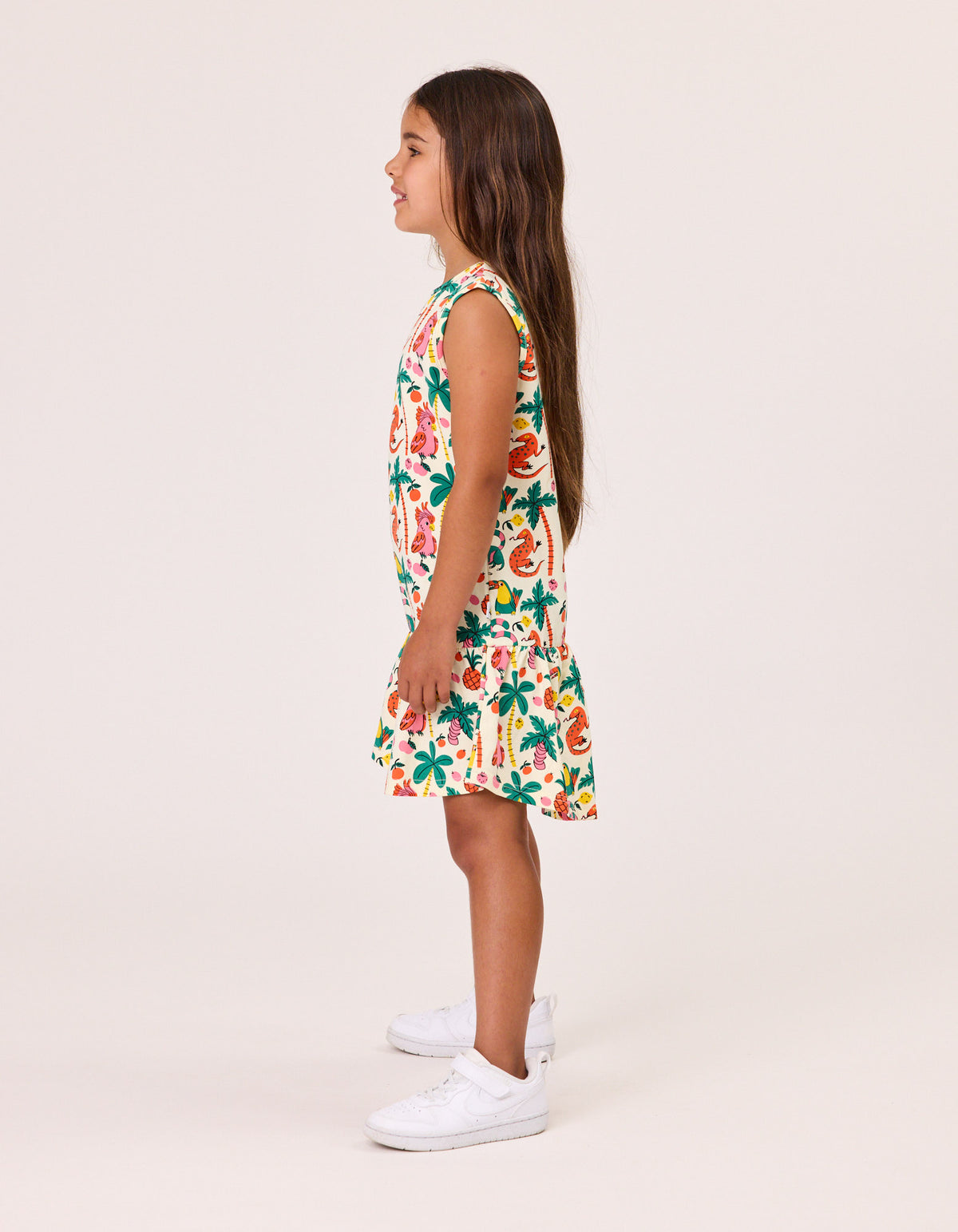 Kissed by Radicool Tropical Jungle Sleeveless Frill Dress