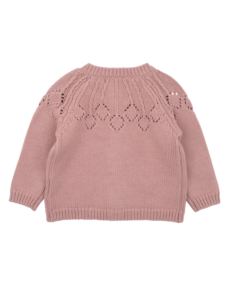 Minihaha Aubrey Needle Out Knitted Cardigan Dusky Pink