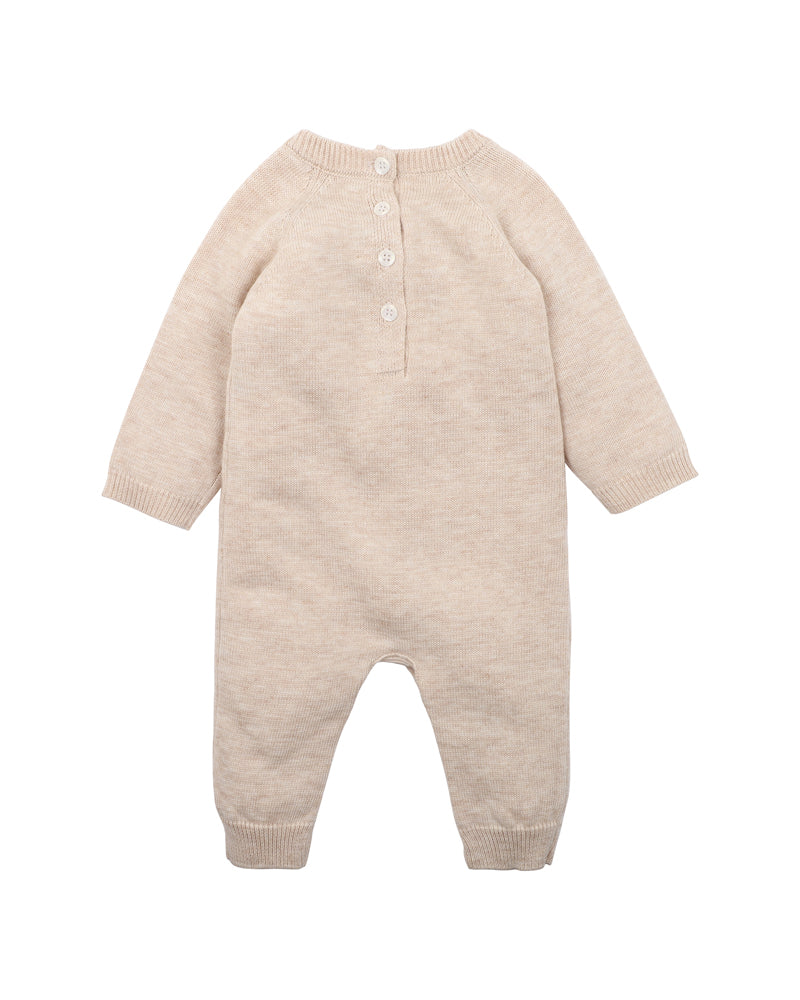 Minihaha Olive Bunny Knitted Romper Oat Marl