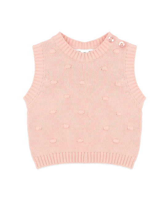 Minihaha Baby Gemma Organic Bobble Knit Vest Vintage Rose