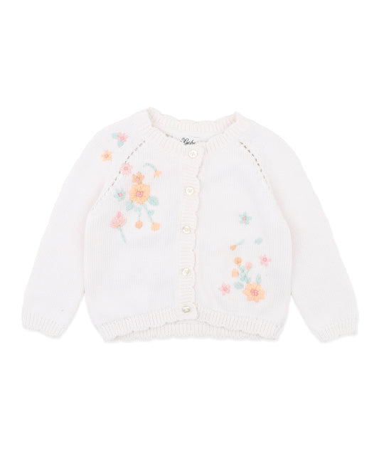 Minihaha Baby Fern Hand Embroidery Organic Cardigan Cloud
