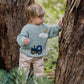 Minihaha Baby Hunter Tractor Knitted Jumper Green Marl