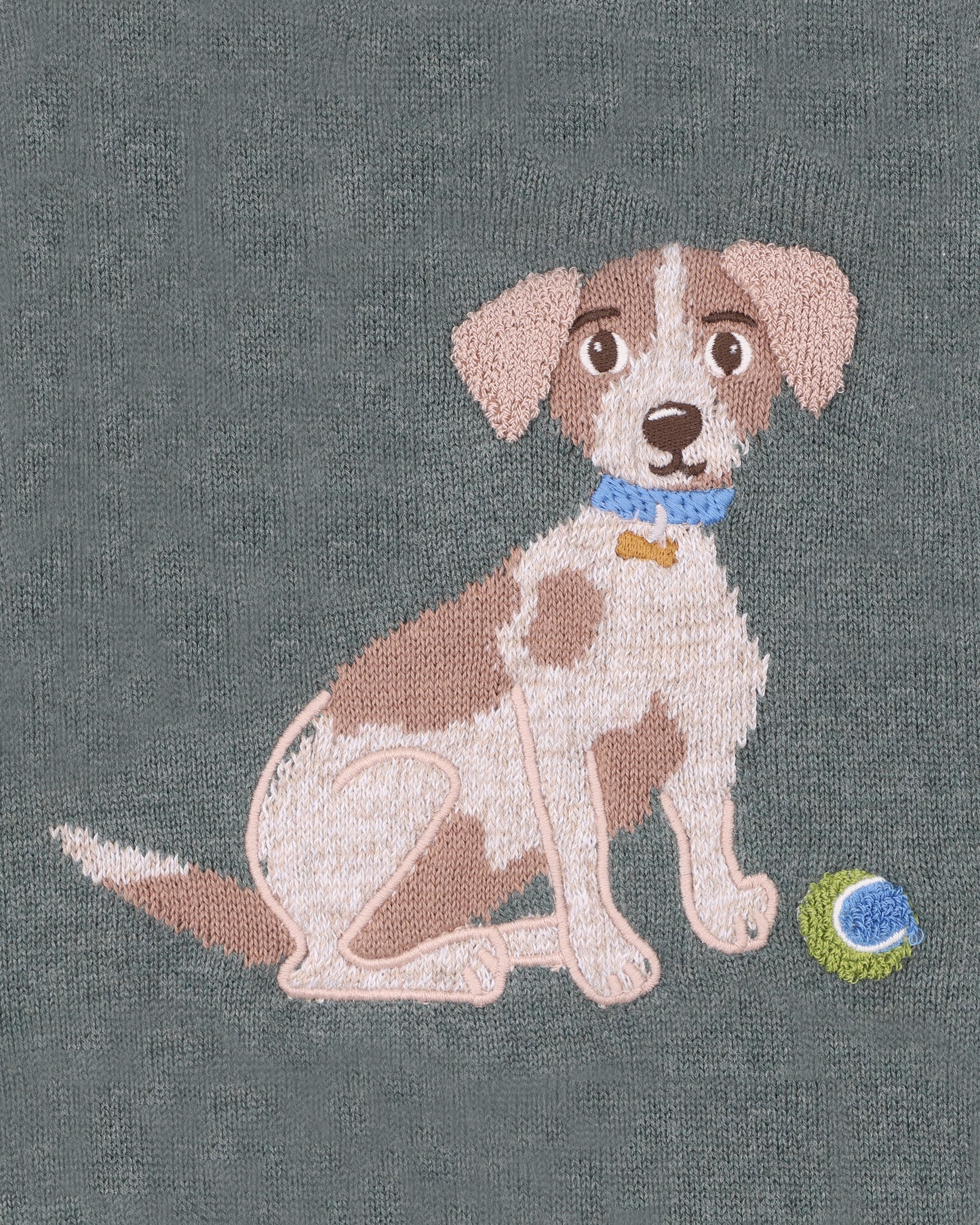 Minihaha Baby Otto Proud Puppy Organic Knitted Jumper Sage