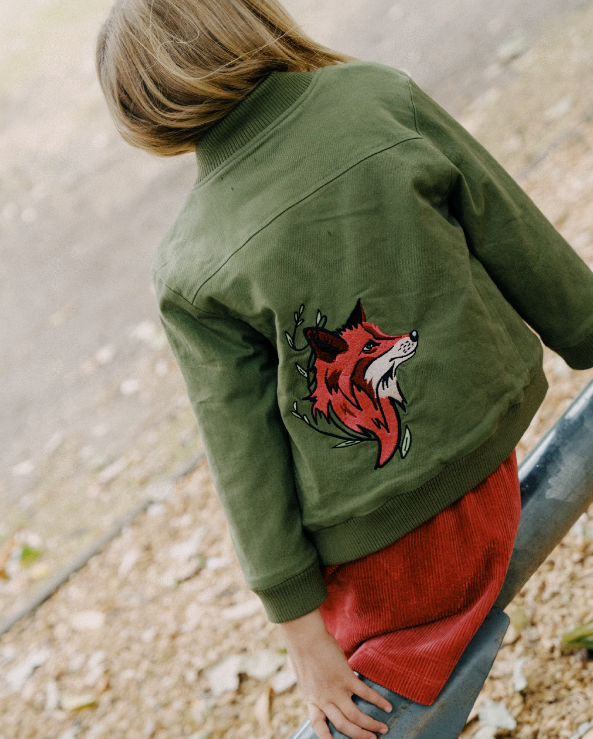 The Girl Club Khaki Fox Bomber Jacket