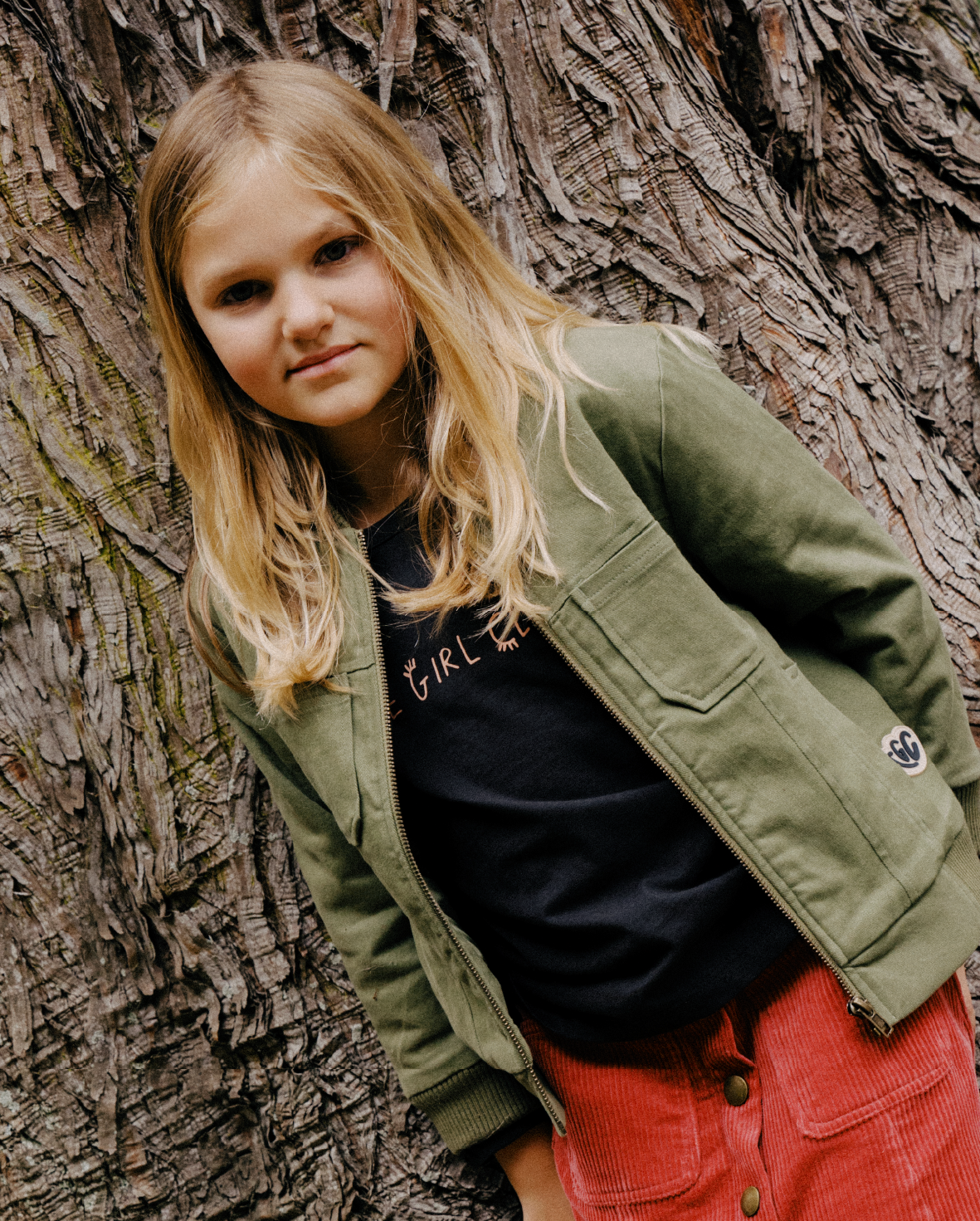 The Girl Club Khaki Fox Bomber Jacket