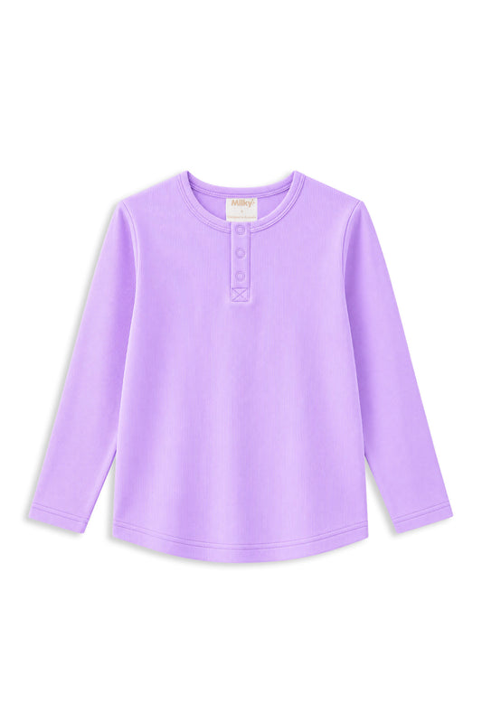 Milky Lavender Henley Long Sleeve Tee