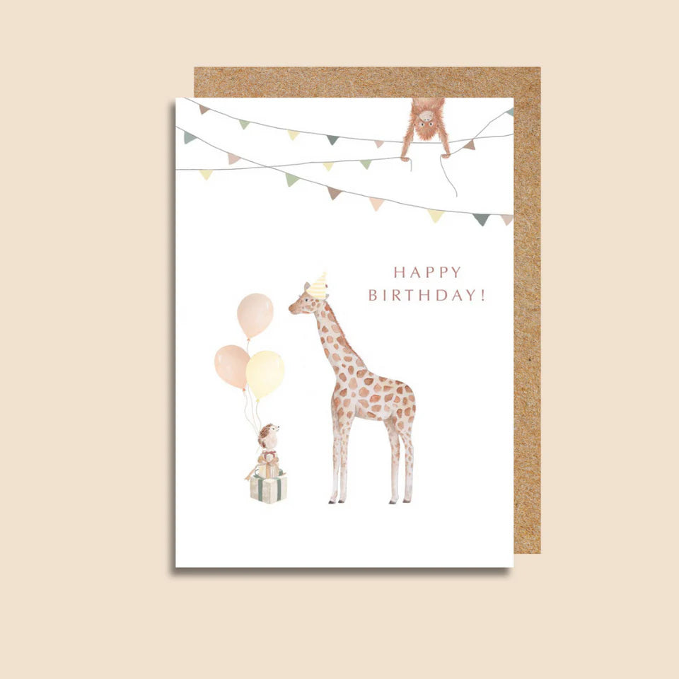 Happy Birthday Giraffe & Friends Card