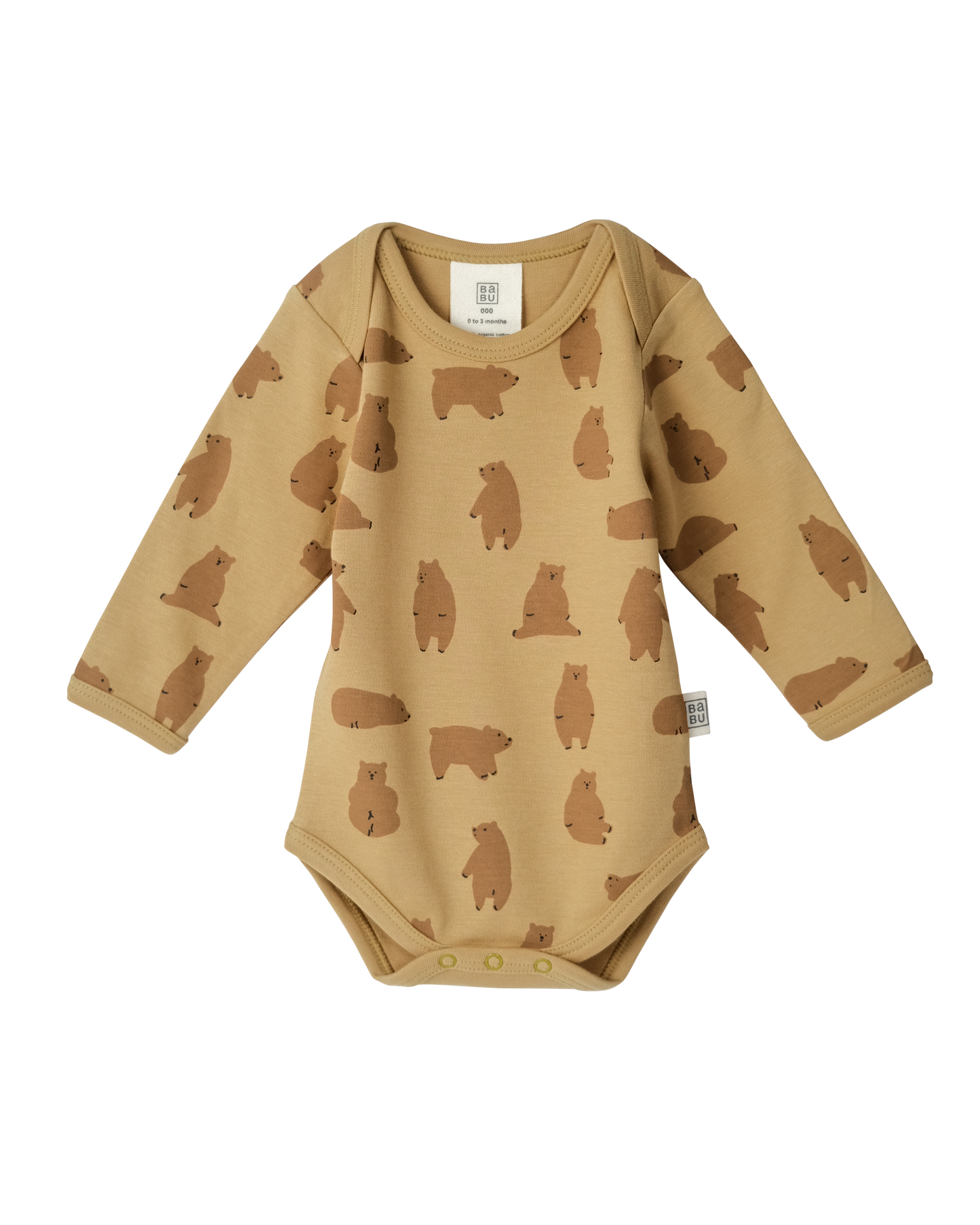 Babu Organic Cotton Long Sleeve Bodysuit Chubby Bear