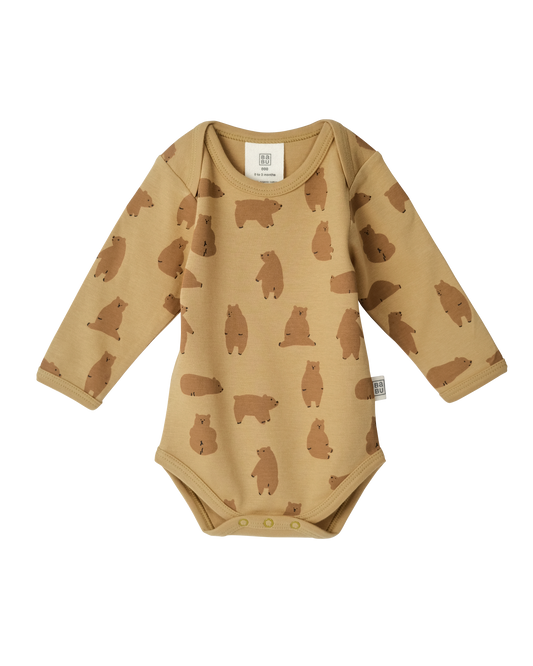 Babu Organic Cotton Long Sleeve Bodysuit Chubby Bear