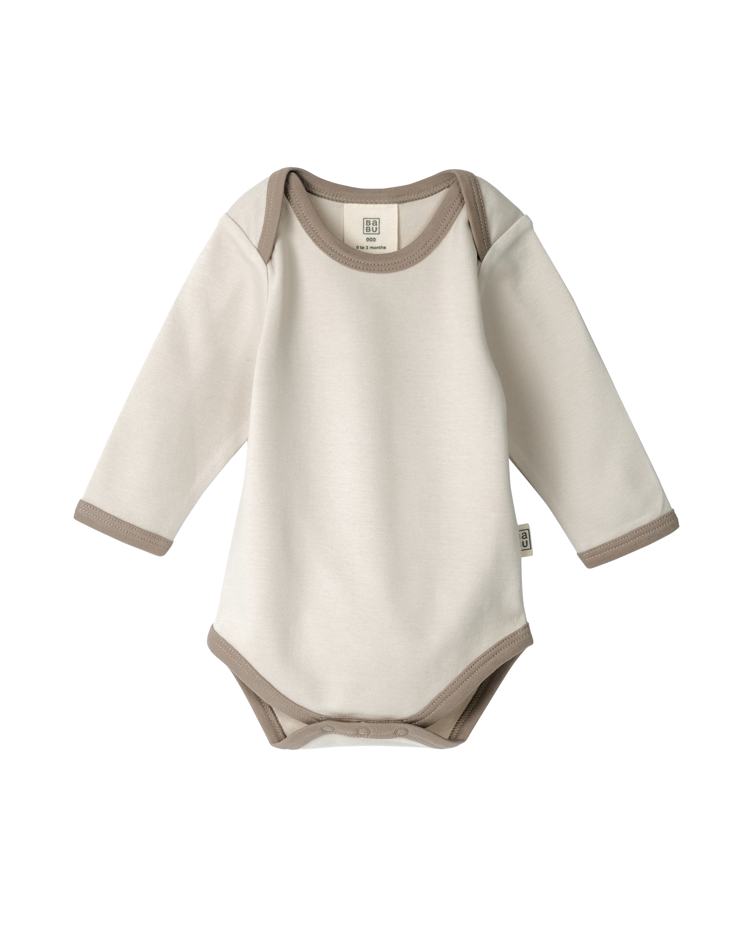 Babu Organic Cotton Long Sleeve Bodysuit Oat Contrast