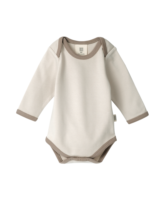 Babu Organic Cotton Long Sleeve Bodysuit Oat Contrast