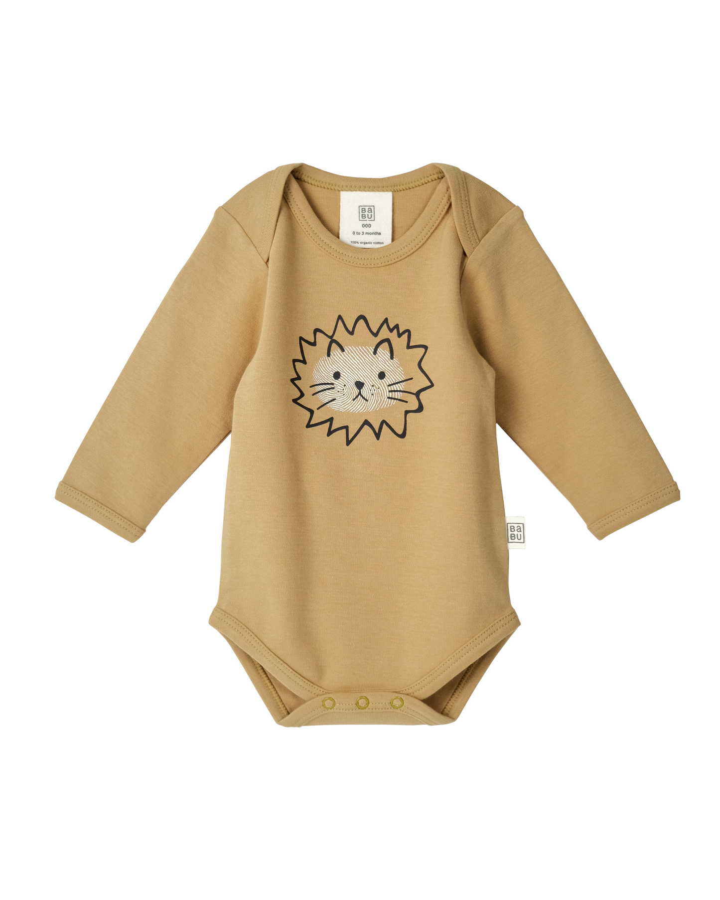 Babu Organic Cotton Long Sleeve Bodysuit Lion