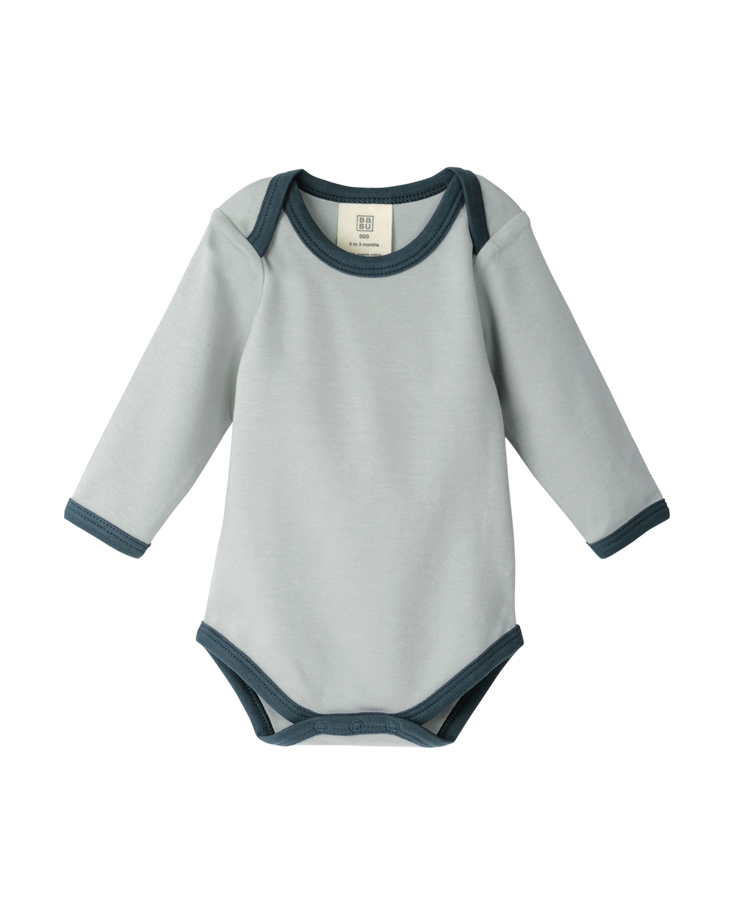 Babu Organic Cotton Long Sleeve Bodysuit Sky Contrast