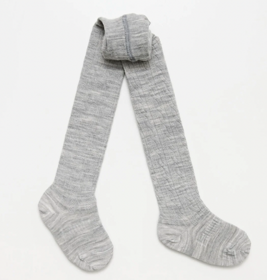 Lamington Cable Knit Tights Light Grey Marle