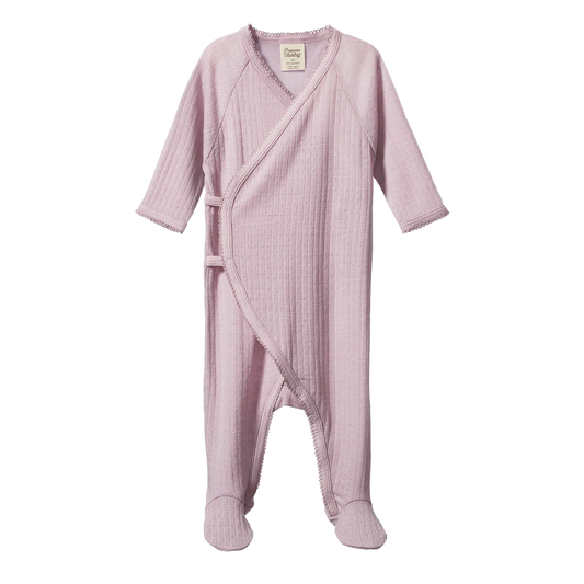 Nature Baby Merino Essential Kimono Stretch & Grow Pointelle Lilac
