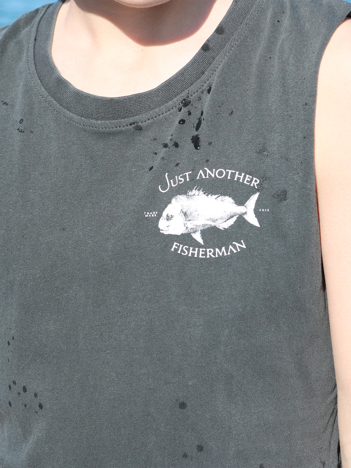 Just Another Fisherman Mini Snapper Logo Tank Aged Black