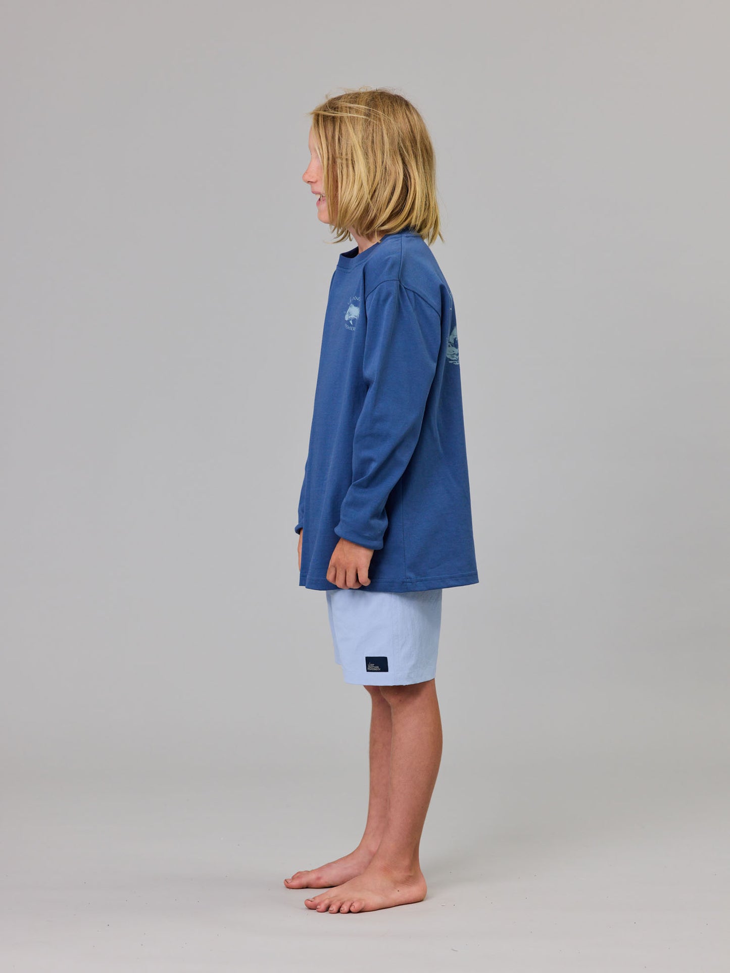 Just Another Fisherman Mini Snapper Long Sleeve Tee Military Blue