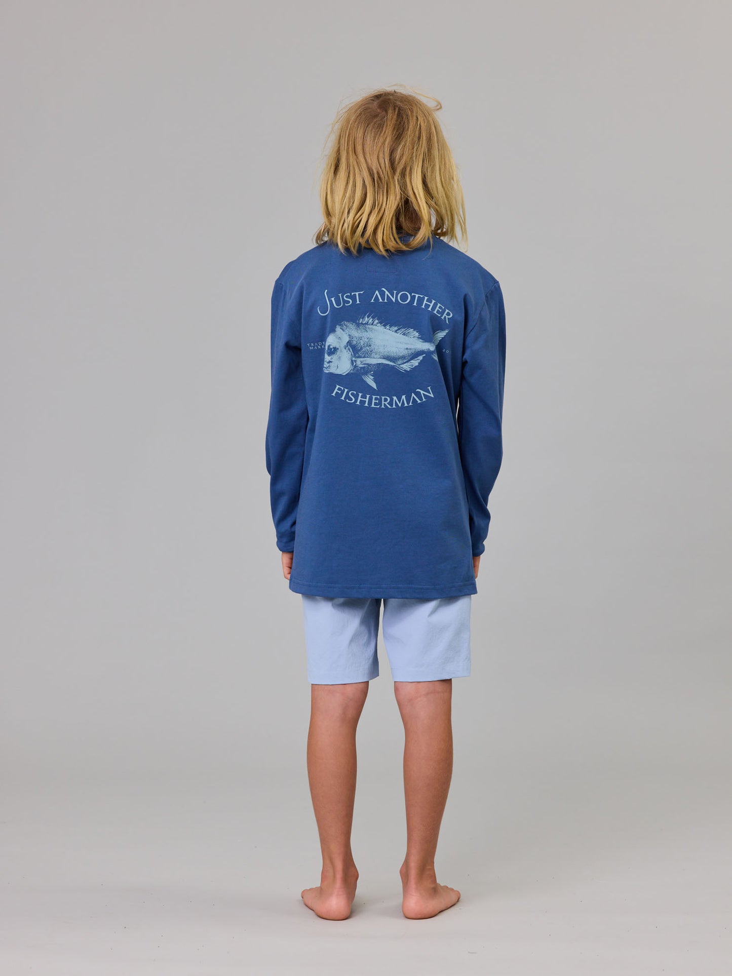 Just Another Fisherman Mini Snapper Long Sleeve Tee Military Blue