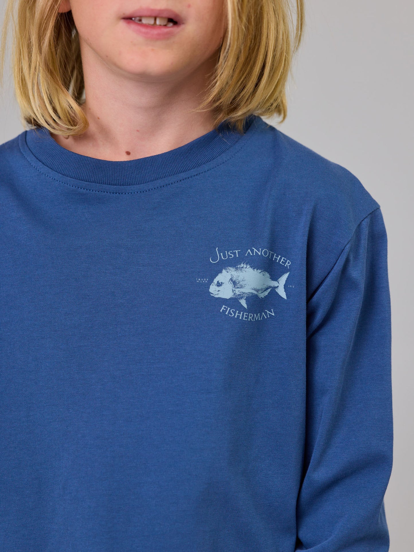 Just Another Fisherman Mini Snapper Long Sleeve Tee Military Blue