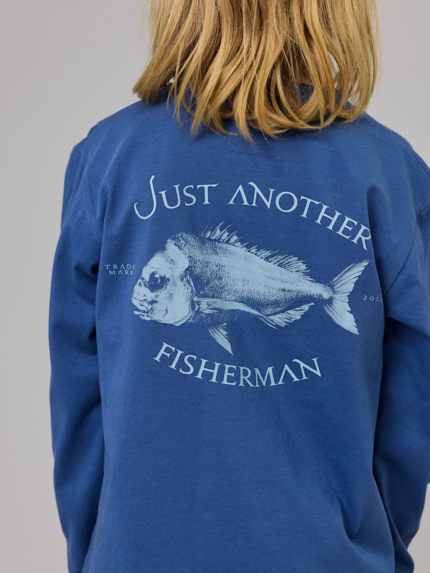 Just Another Fisherman Mini Snapper Long Sleeve Tee Military Blue