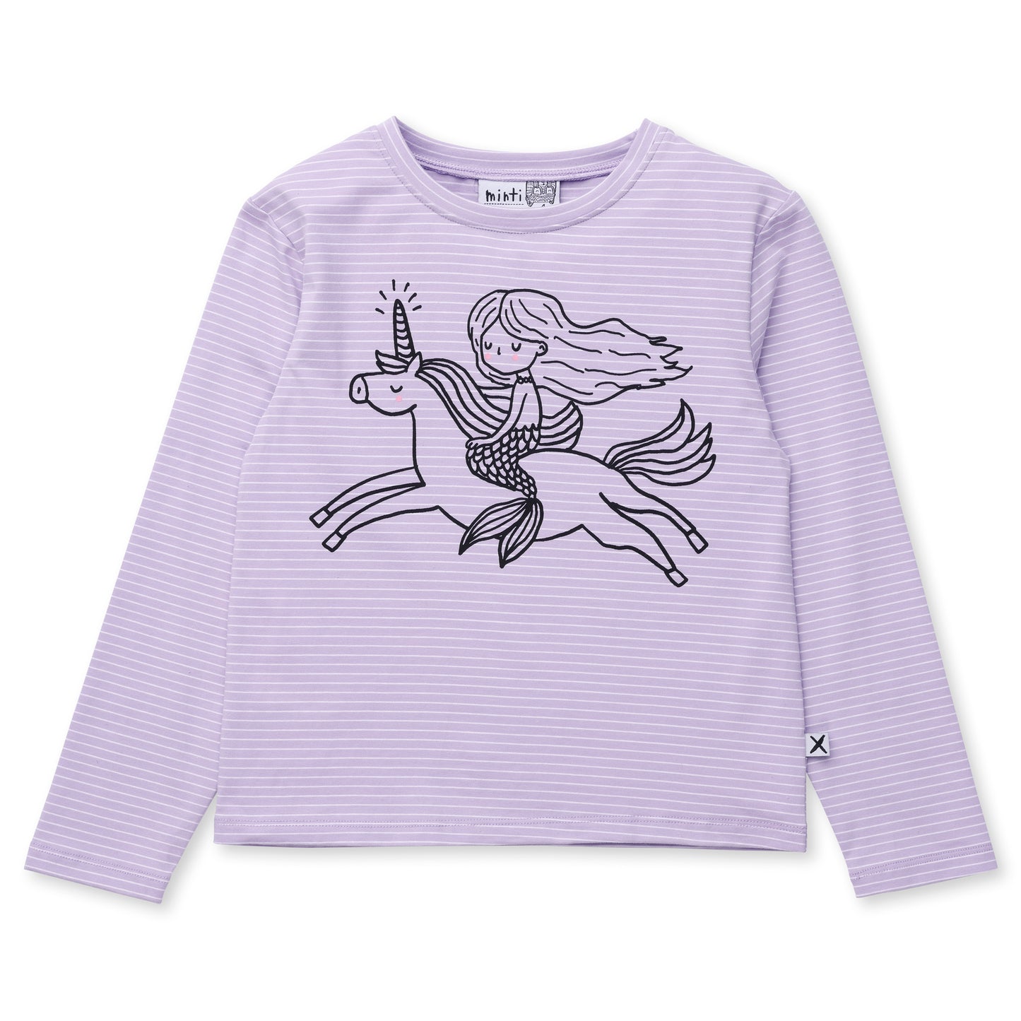 Minti Mermaid And Unicorn Tee Lilac Stripe