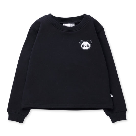 Minti Panda Patch Furry Crew Black