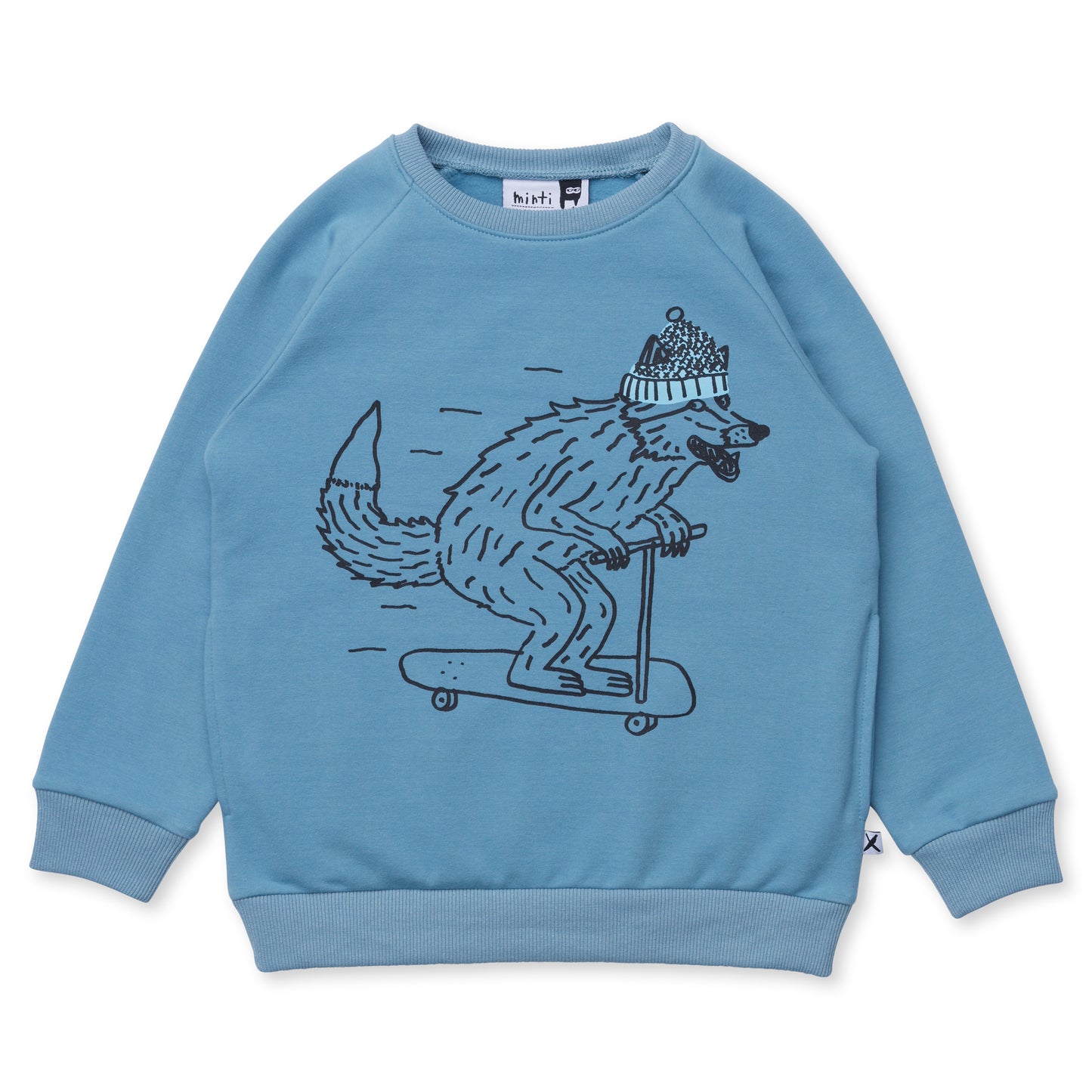 Minti Wolf Furry Crew Muted Blue