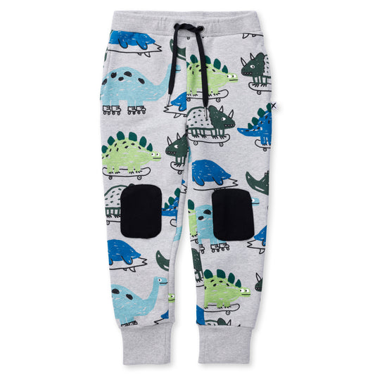 Minti Dino Rollers Furry Trackies Grey Marle