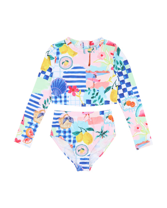 Minihaha Camille Pink Long Sleeve Crop Top Bikini