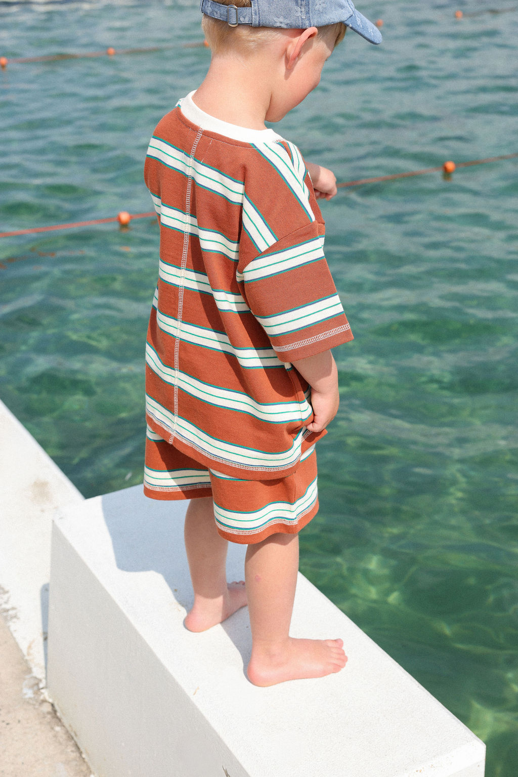 Grown Cotton Sports Stripe Short Sleeve Tee Acorn