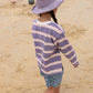 Grown Cotton Sports Stripe Long Sleeve Tee Mauve