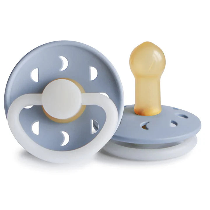 Frigg Moon Phase Natural Rubber Pacifiers Powder Blue Night