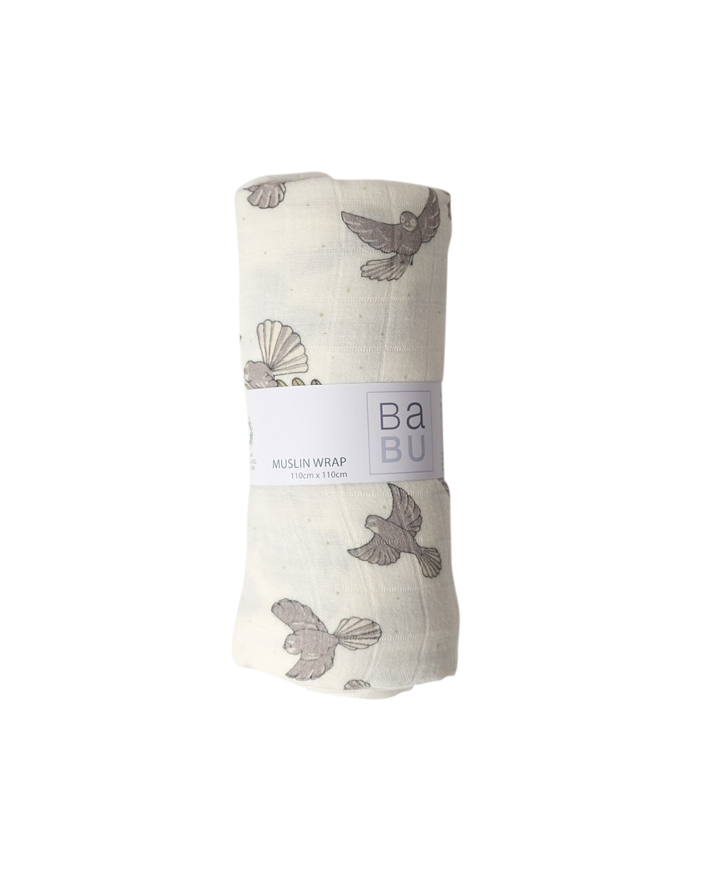 Babu Organic Muslin Swaddle Wrap NZ Forest Fantail