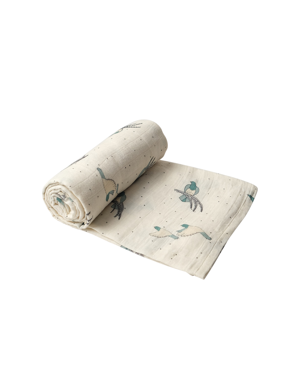 Babu Organic Muslin Swaddle Wrap NZ Forest Kererū