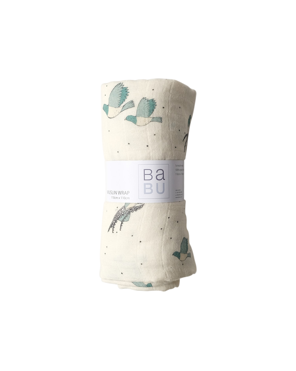 Babu Organic Muslin Swaddle Wrap NZ Forest Kererū