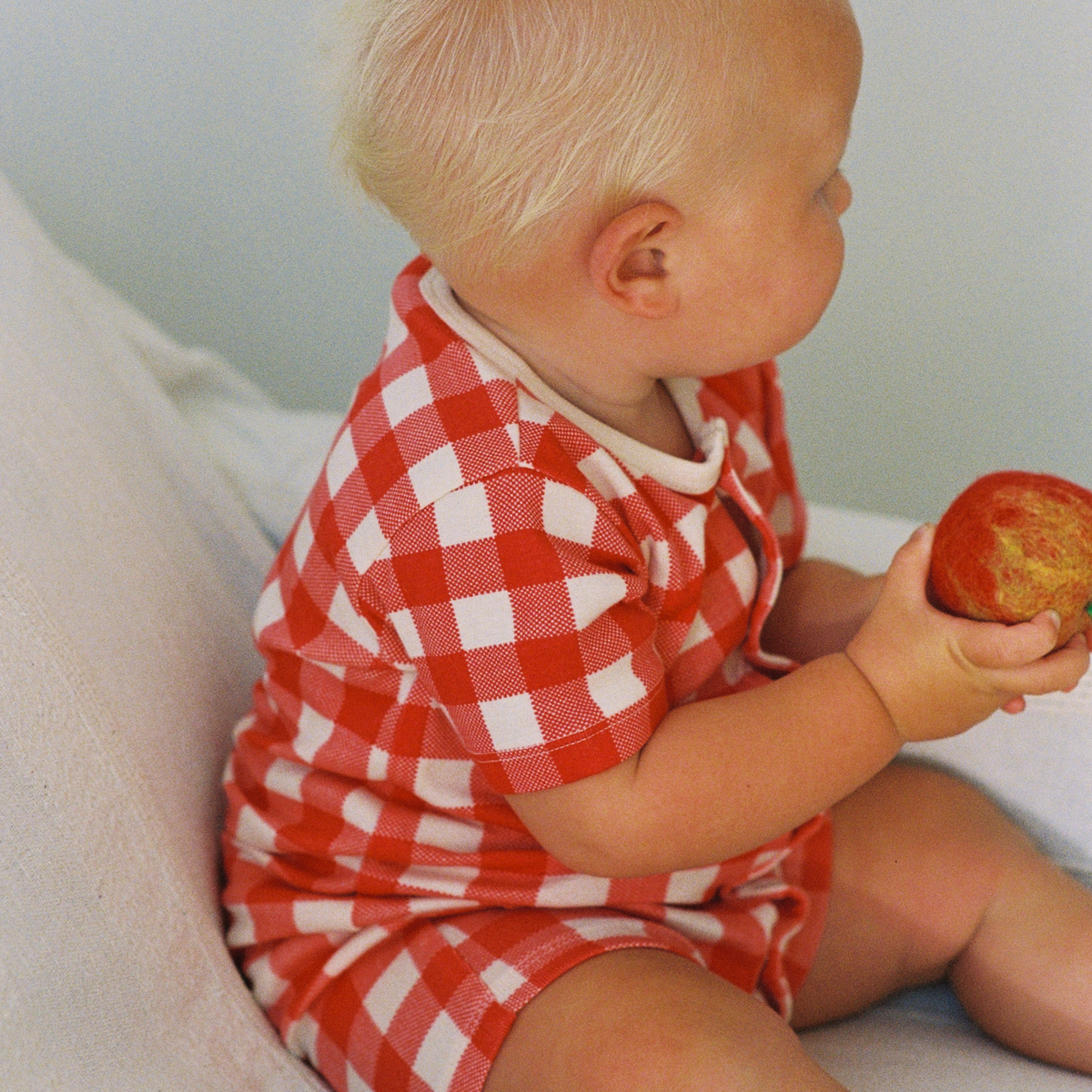 Nature Baby Summer Sleepy Suit Red Crispin Check