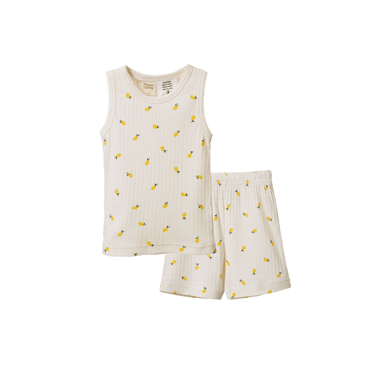 Nature Baby Singlet Pyjama Set Pointelle Lemon Print